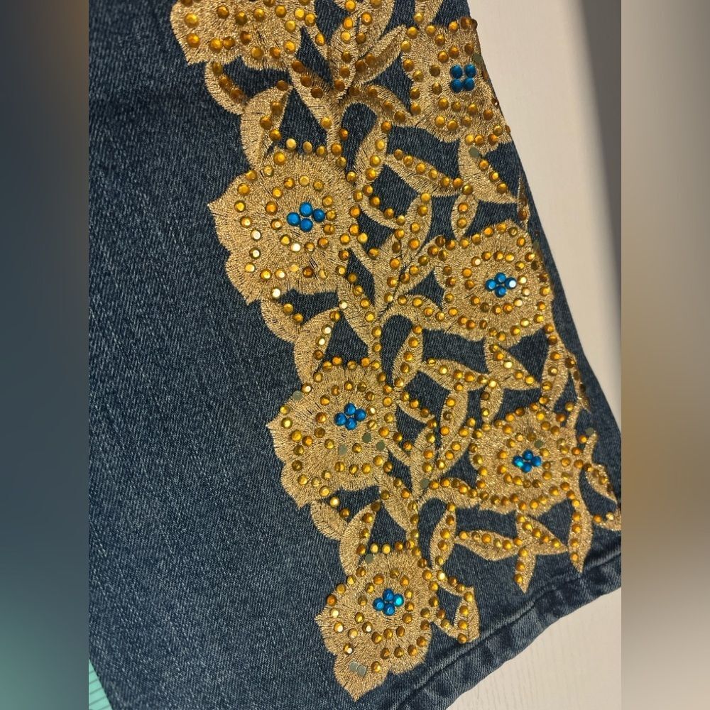 NWOT Cache Blue Denim Jeans Vintage Embroidered Bootcut Y2K Sz 8 - READ - Picture 4 of 11